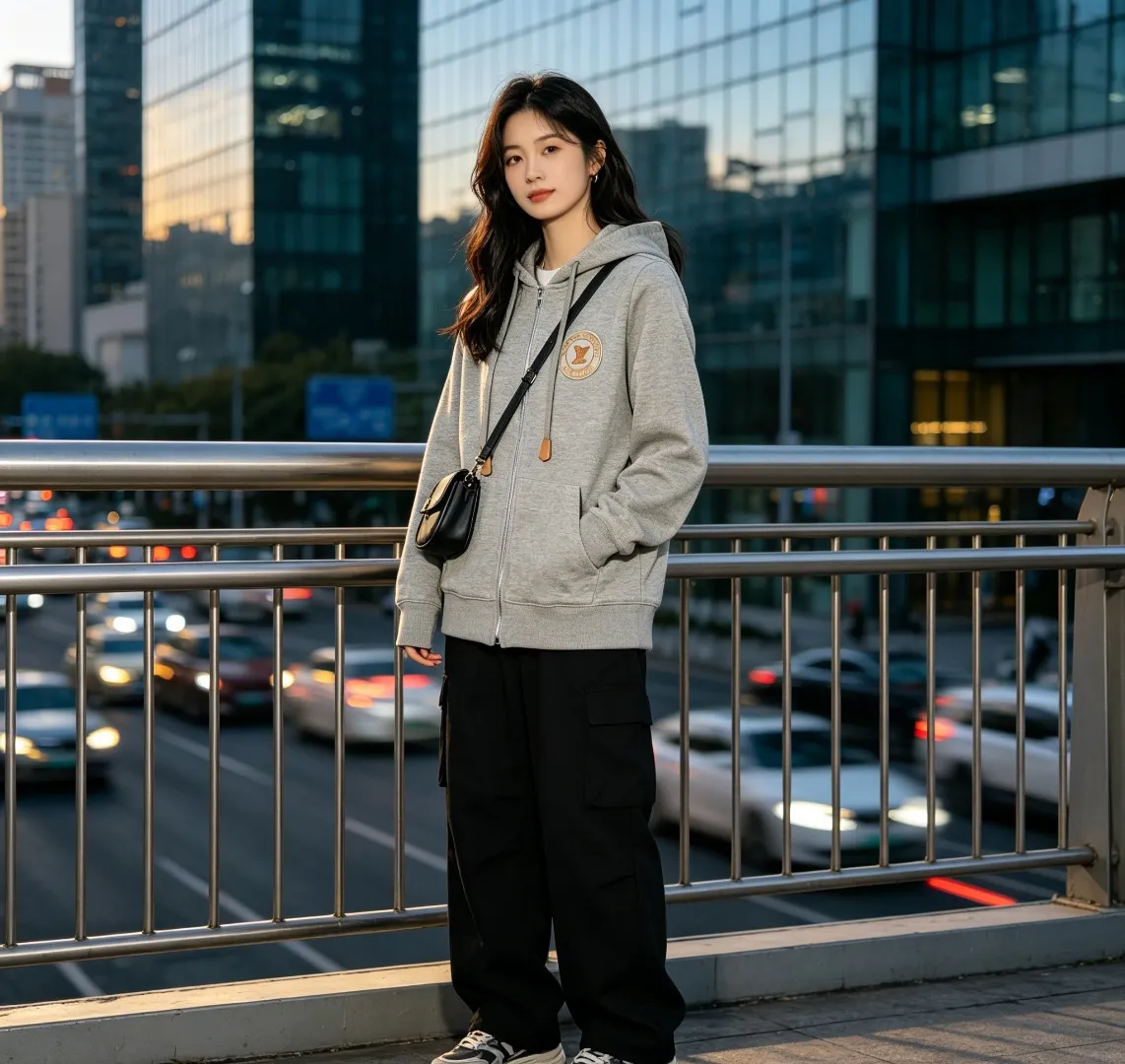 Louis Vuitton/Louis Vuitton round logo zipper hooded jacket